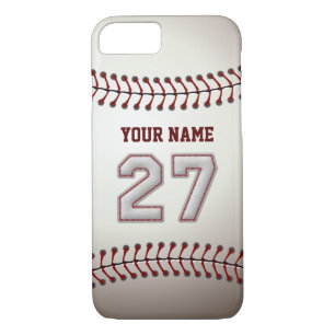 Baseball Number 27 with Your Name - Modern Sporty iPhone 8/7 Case