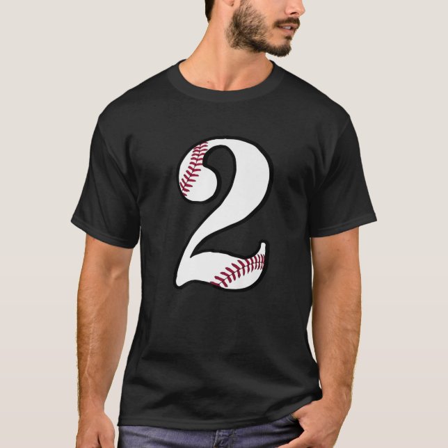 Baseball Number 2 Two Jersey Fan 2Nd Birthday Vint T-Shirt (Front)