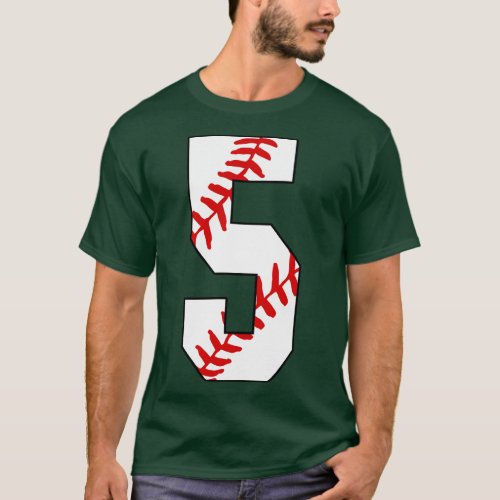 Baseball Number 5 5 Baseball  Jersey Favorite Play T_Shirt