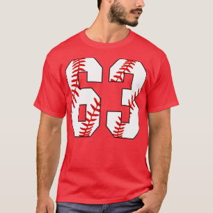 Baseball Number 63 63 Baseball Jersey Favorite Pl T-Shirt