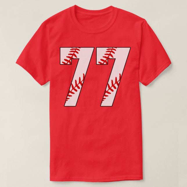Baseball Number 77 77 Baseball  Jersey Favorite Pl T-Shirt (Design Front)