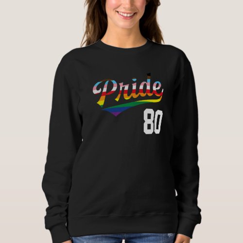 Baseball Number 80 Gay Pride Inclusive Rainbow Fla Sweatshirt