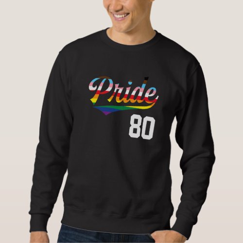 Baseball Number 80 Gay Pride Inclusive Rainbow Fla Sweatshirt
