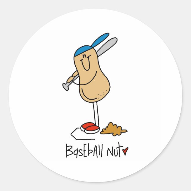 Baseball Nut Classic Round Sticker (Front)
