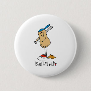Baseball Nut Pinback Button