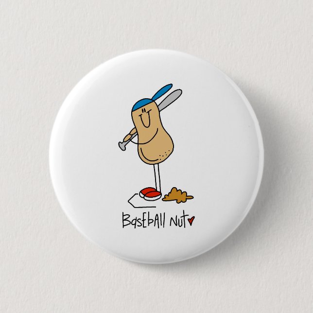 Baseball Nut Pinback Button (Front)