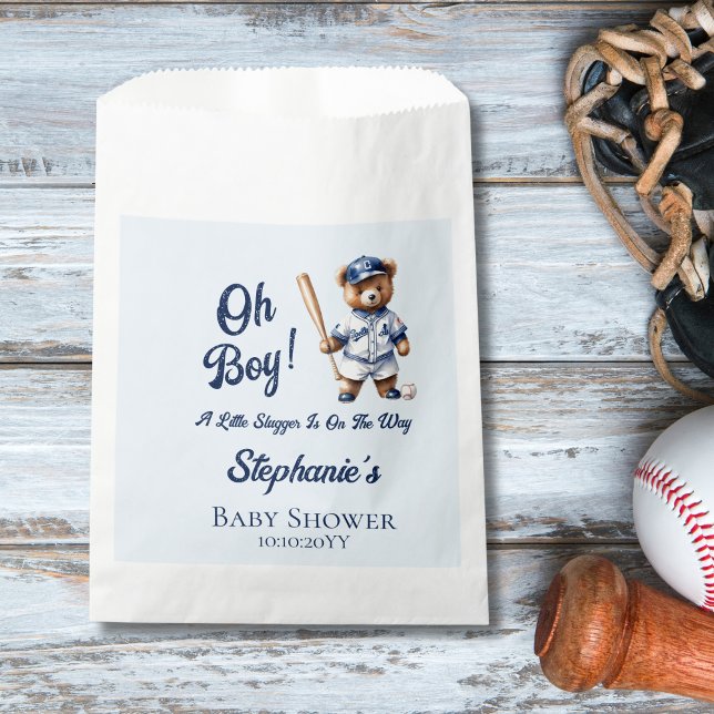 Baseball Oh Boy Baby Shower Cute Bear  Favor Bag (Creator Uploaded)