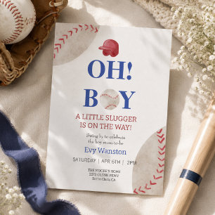 Baseball Oh, boy baby shower invitation