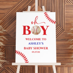 Baseball Oh Boy Baby Shower Welcome Sign