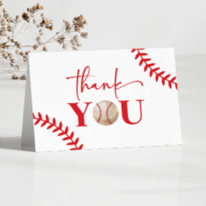 Baseball Oh Boy Red Blue White Baby Shower Thank You Card