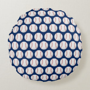 Baseball on blue background  round pillow