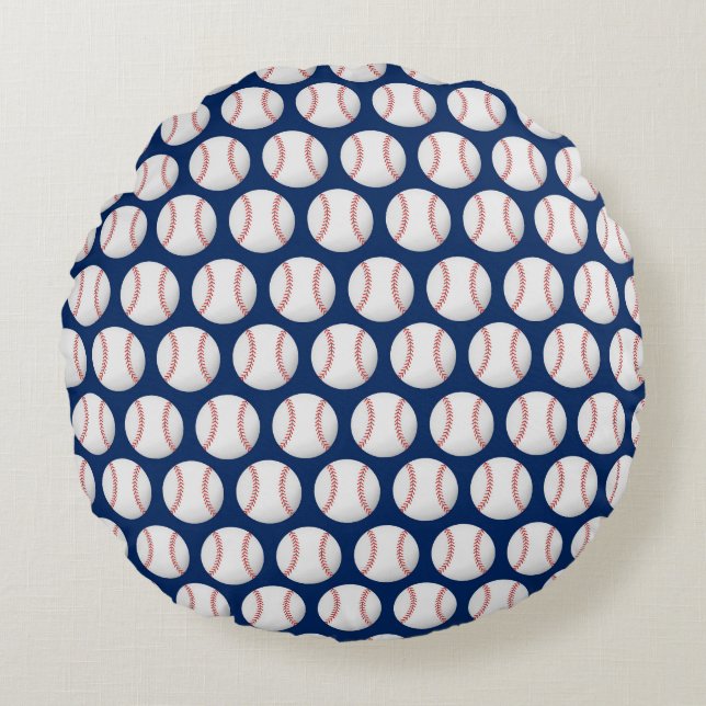 Baseball on blue background  round pillow (Front)