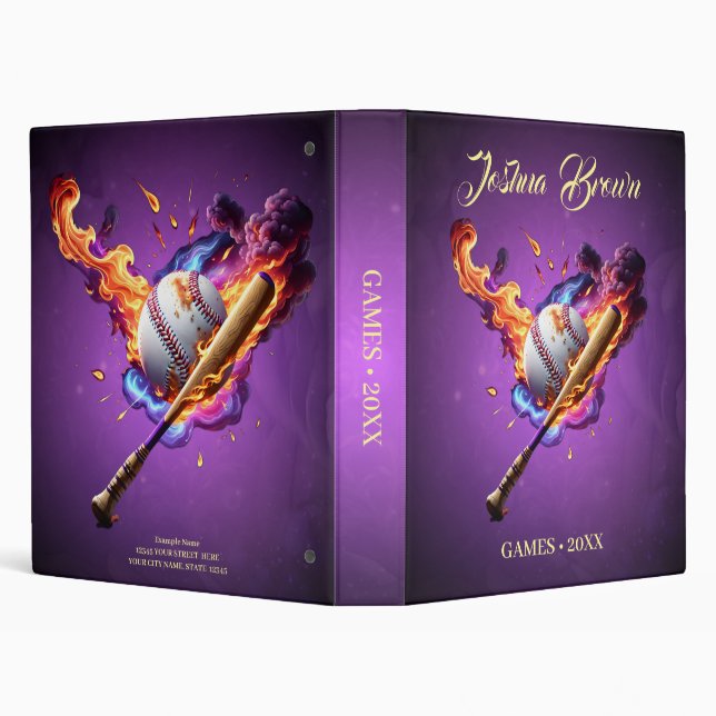 Baseball on Fire.  3 Ring Binder (Background)