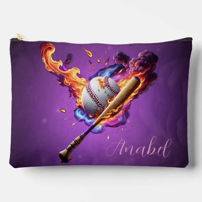Baseball on Fire.  Accessory Pouch (Front)