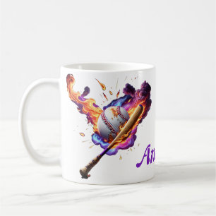 Baseball on Fire.  Coffee Mug