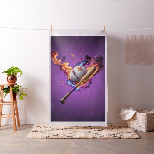 Baseball on Fire.  Fabric