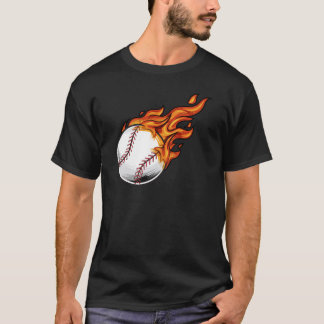 Baseball on Fire Flaming Ball Sports Action Fan T-Shirt