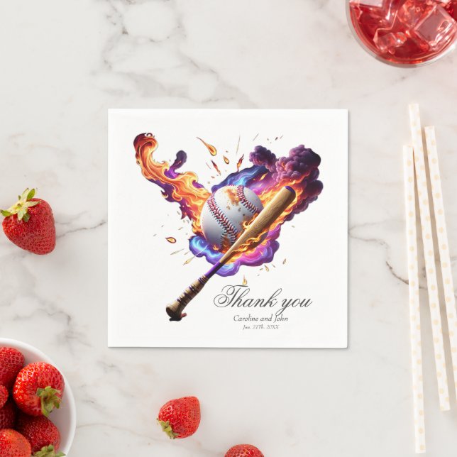 Baseball on Fire.  Napkins (Insitu)