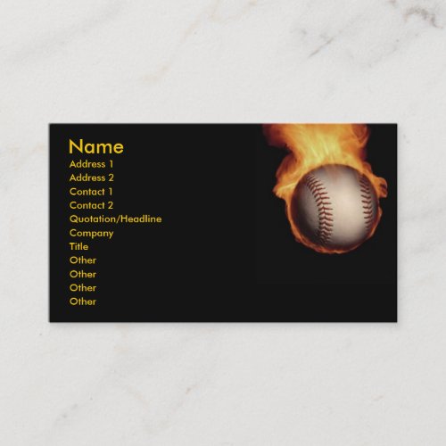 Baseball On Fire Profile Card Business Card