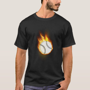  Baseball on fire sports t shirt 