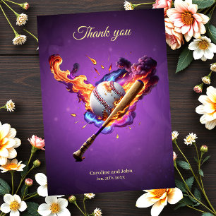 Baseball on Fire.  Thank You Card