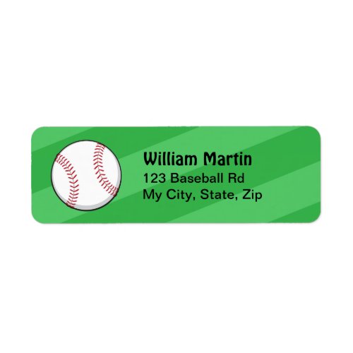Baseball on green field return address labels