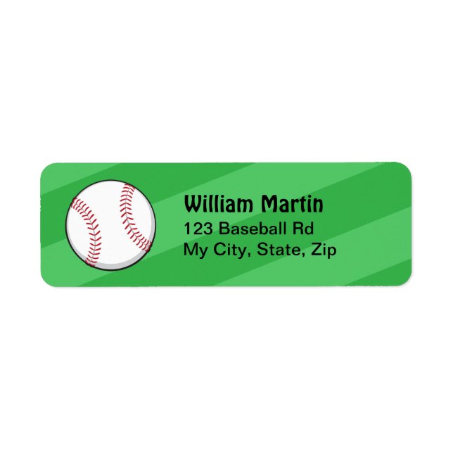 Baseball on green field return address labels (Front)