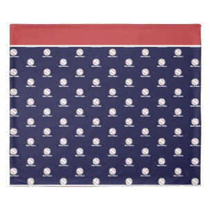 Baseball on Navy Blue  Name Sports Room Boys Duvet Cover