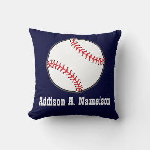 Baseball on Navy Blue Name Sports Room Boys Throw Pillow