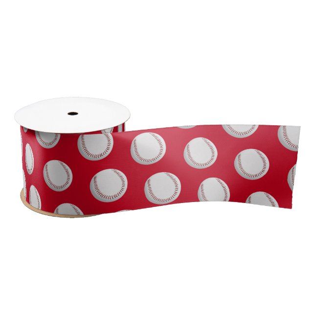 Baseball on Red Satin Ribbon (Spool)