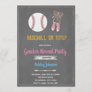 Baseball or ballet gender party invitation