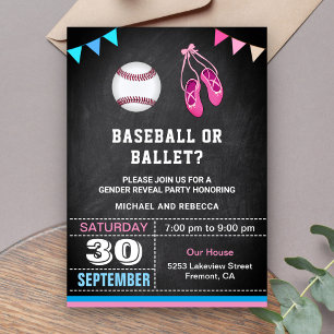 Baseball or Ballet Gender Reveal Party Invitation