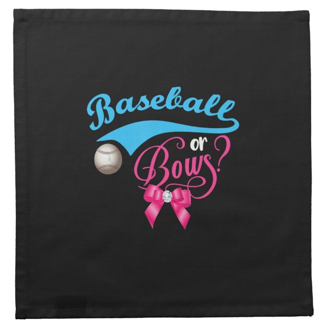 Baseball Or Bow Gender Reveal Party Cloth Napkin (Front)