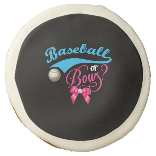 Baseball Or Bow Gender Reveal Party Sugar Cookie