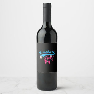 Baseball Or Bow Gender Reveal Party Wine Label