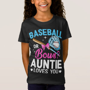 Baseball Or Bows Auntie Loves You Gender Reveal T-Shirt