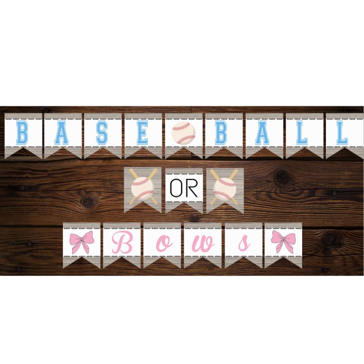 Baseball Or Bows Gender Reveal Banner Zazzle