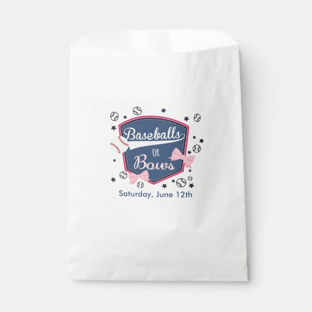Baseball or bows Gender Reveal Favor Bag (Front)