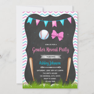 Baseball or Bows gender reveal invitation