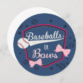 Baseball or bows Gender Reveal Invitation (Front/Back)