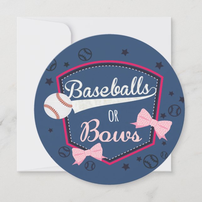 Baseball or bows Gender Reveal Invitation (Front)
