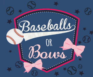 Baseball Or Bows Gender Reveal Invitations Template