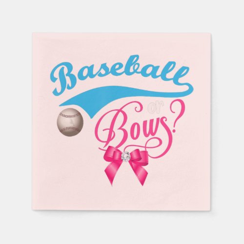 Baseball or Bows Gender Reveal Napkins