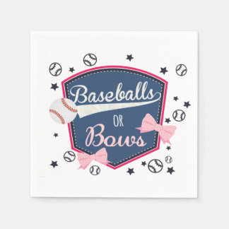 Baseball or bows Gender Reveal Paper Napkins