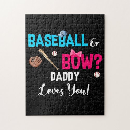 Baseball Or Bows Gender Reveal Party Daddy Loves Jigsaw Puzzle