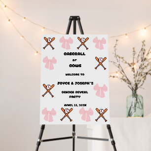 Baseball or Bows gender reveal party Foam Board