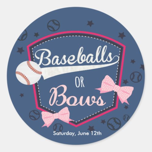 Baseball or bows Gender Reveal Stickers
