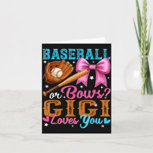 Baseball Or Bows Gigi Loves You Gender Reveal Baby Card