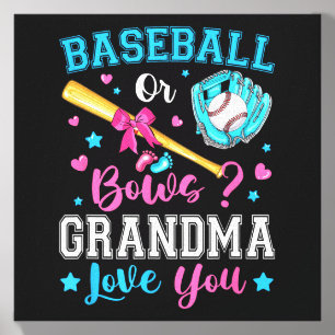 Baseball Or Bows Grandma Loves Gender Reveal Canvas Photo Tile