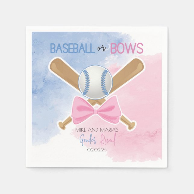 Baseball or bows Paper Napkins (Front)